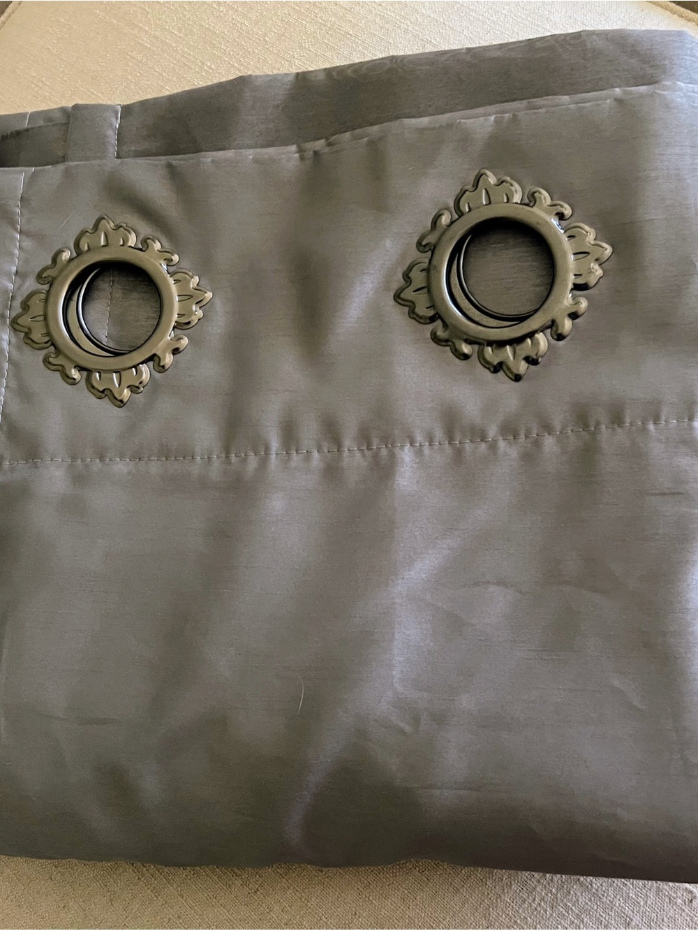 Modern Gray Grommet Blackout Curtain Panel with Decorative Rings